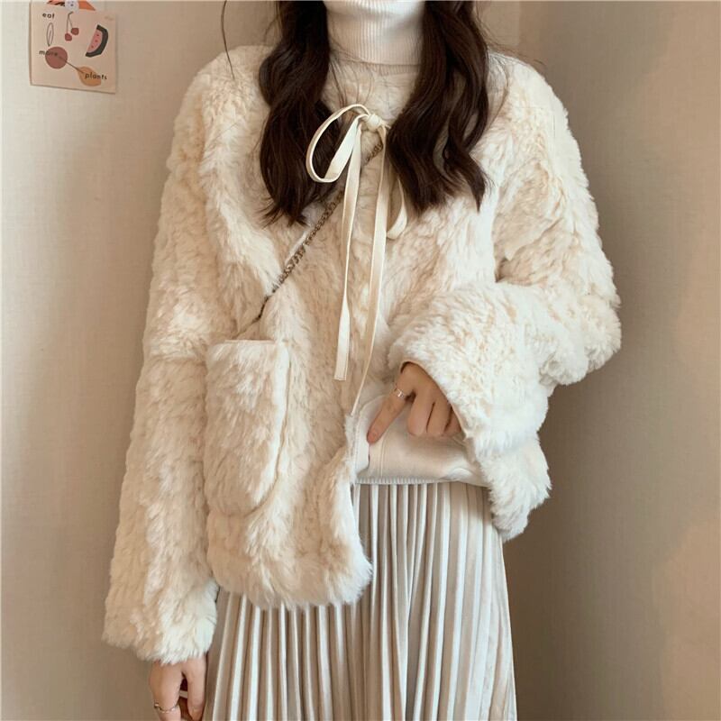 アウター ジャケット ショート丈 シングルブレスト ボタン 長袖 リボン もこもこ 厚手 ふわふわ アウター ジャケット ショート丈 シングルブレスト ボタン 長袖 リボン もこもこ 厚手 ふわふわ