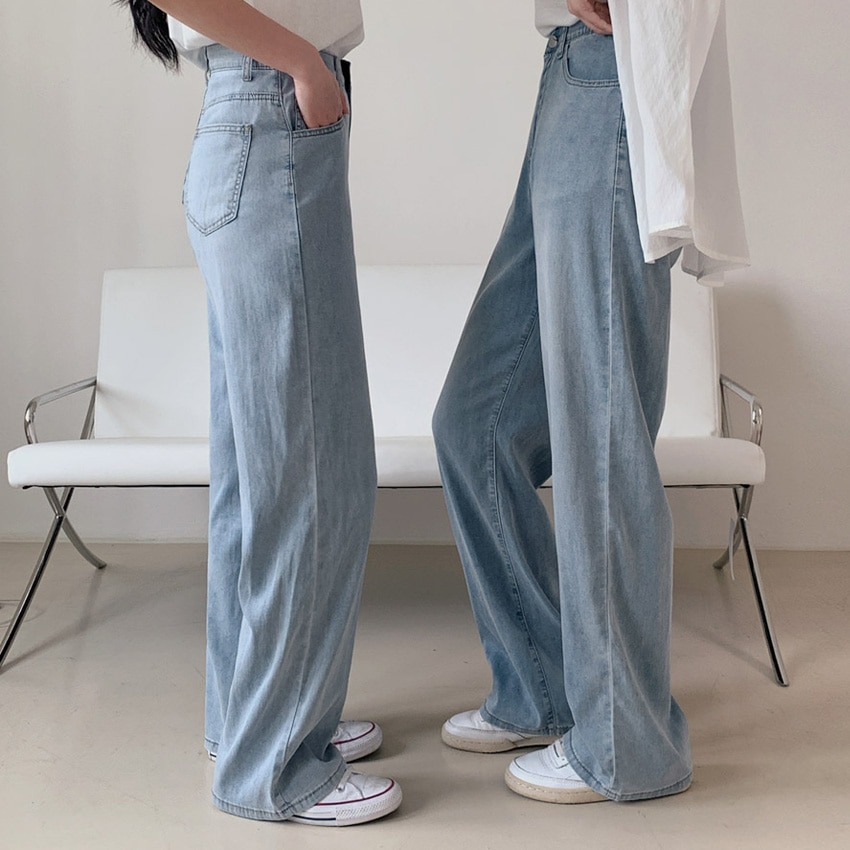 [tje0147] 韓国ファッション 3TYPE 4SIZE クーリングワイドバンディングデニム