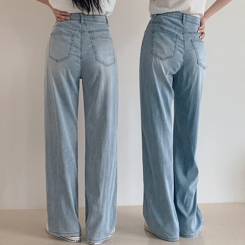 [tje0147] 韓国ファッション 3TYPE 4SIZE クーリングワイドバンディングデニム