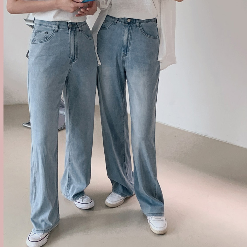 [tje0147] 韓国ファッション 3TYPE 4SIZE クーリングワイドバンディングデニム