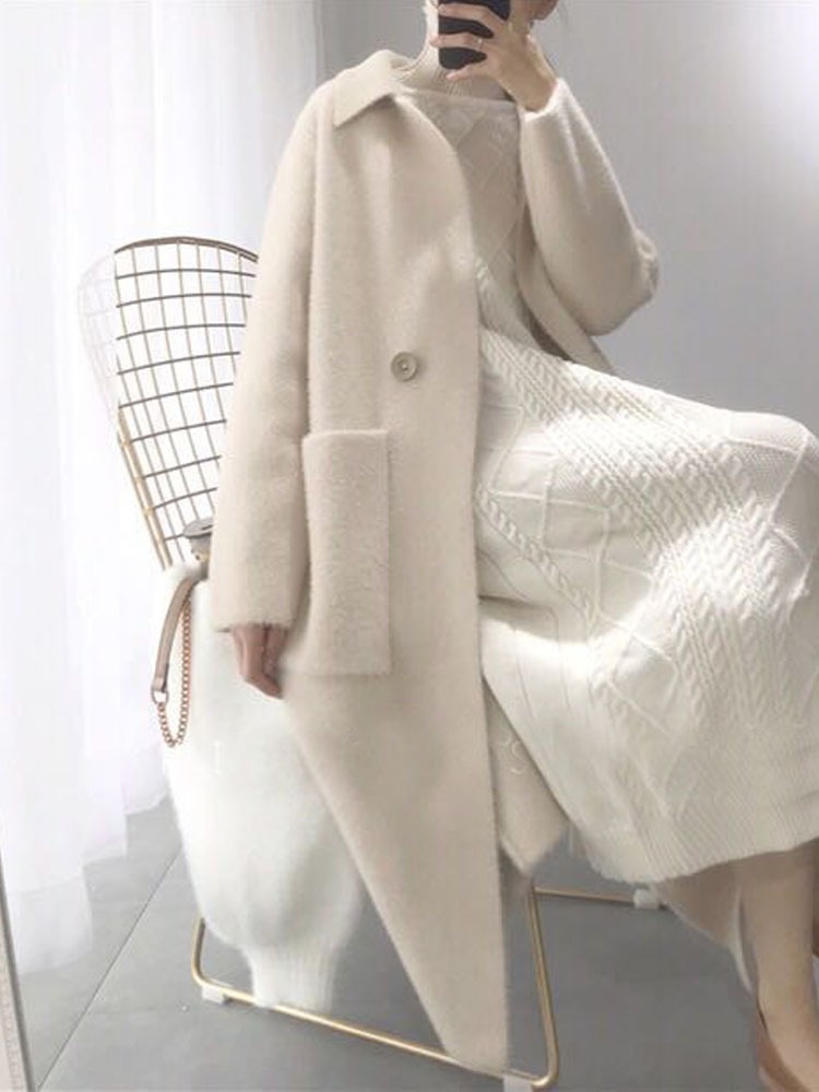 レディース ニット カーディガン コート アウター 上着 羽織 コーディガン ロング 長袖 ボリューム袖 ワイド ストレート Iライン オーバーサイズ スマート ポケット 前開き 厚手 おしゃれ