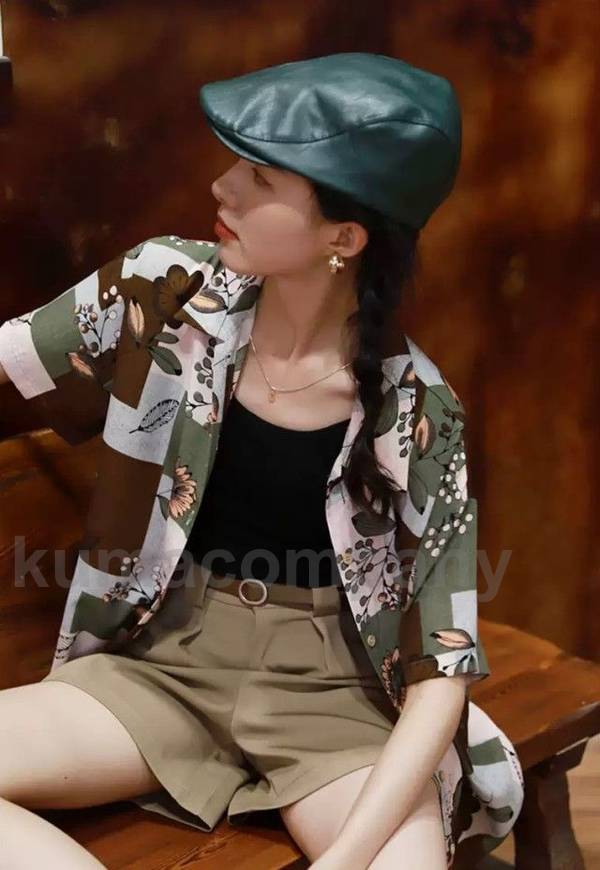 柄シャツ レディース トップス 春夏 アロハシャツ 花柄 襟付き シャツ ブラウス 半袖 総柄 羽織り 春 夏 個性的 カジュアル おしゃれ 大人可愛い レトロ ゆったり km