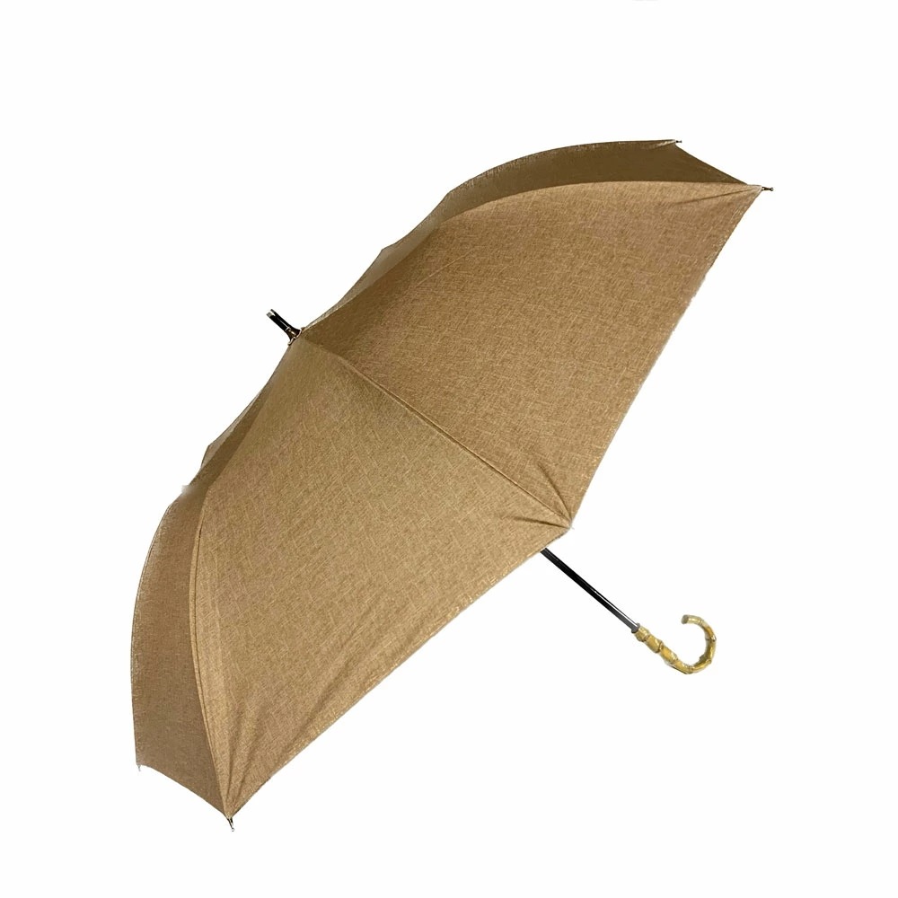 晴雨兼用ショートワイド傘 裏黒コーティング ダンガリー風無地プリント ベージュ 晴雨兼用ショートワイド傘 裏黒コーティング ダンガリー風無地プリント ベージュ