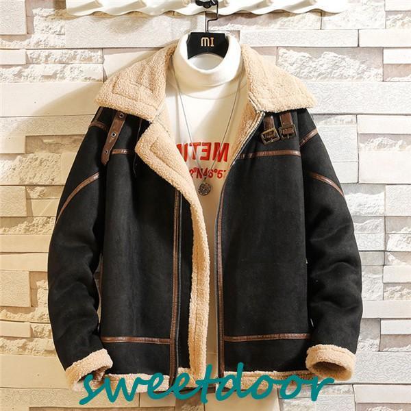 ムートンコート メンズ ボア アウター 裏ボア ブルゾン 裏起毛 おしゃれ 防寒 冬 ゆったり 暖かい 毛皮コート