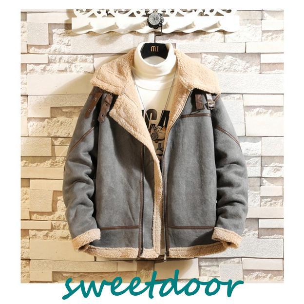 ムートンコート メンズ ボア アウター 裏ボア ブルゾン 裏起毛 おしゃれ 防寒 冬 ゆったり 暖かい 毛皮コート