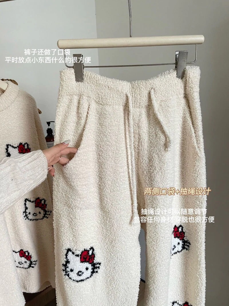 【2025新作】ルーム キティ もこもこパジャマ 長ズボンと半ズボンパジャマ 2点セット韓国風ファッション パジャマ 品質良い 【2025新作】ルーム キティ もこもこパジャマ 長ズボンと半ズボンパジャマ 2点セット韓国風ファッション パジャマ 品質良い