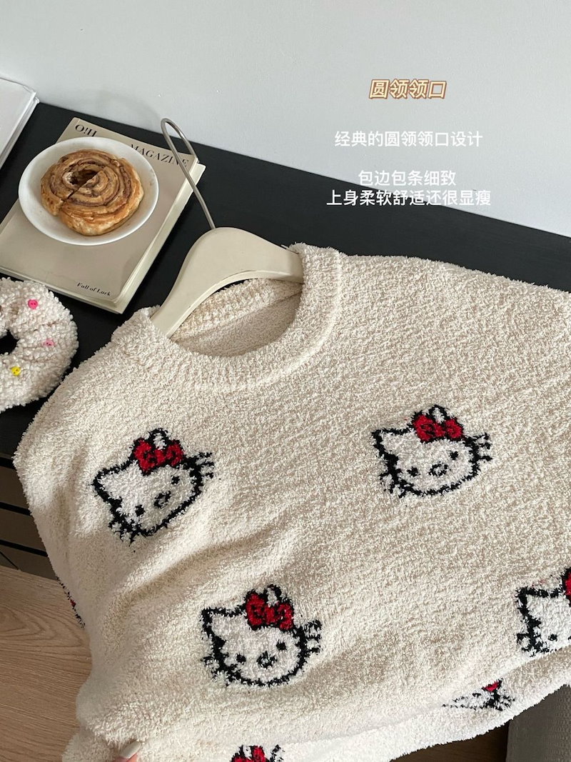 【2025新作】ルーム キティ もこもこパジャマ 長ズボンと半ズボンパジャマ 2点セット韓国風ファッション パジャマ 品質良い 【2025新作】ルーム キティ もこもこパジャマ 長ズボンと半ズボンパジャマ 2点セット韓国風ファッション パジャマ 品質良い