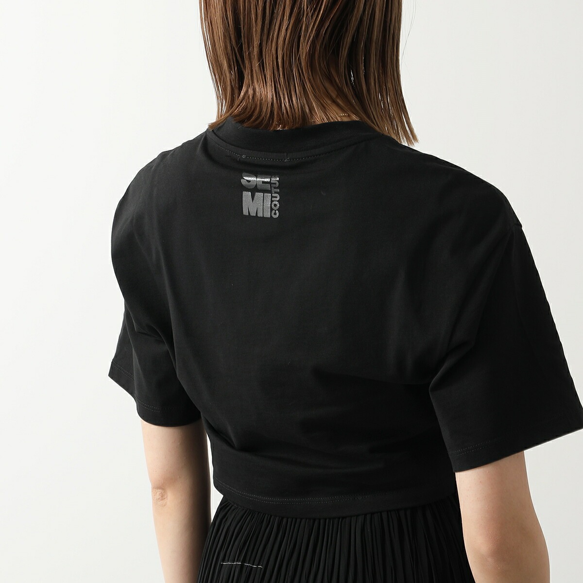 Semicouture セミクチュール 半袖 Tシャツ Y4SJ02 レディース カットソー ショート丈 ギャザー コットン クルーネック カラー2色 Semicouture セミクチュール 半袖 Tシャツ Y4SJ02 レディース カットソー ショート丈 ギャザー コットン クルーネック カラー2色