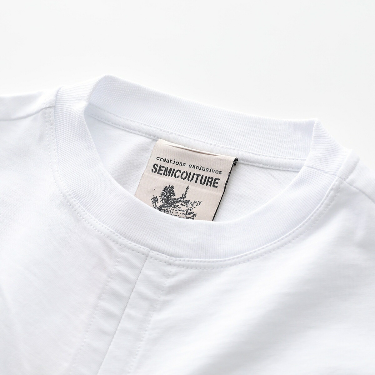 Semicouture セミクチュール 半袖 Tシャツ Y4SJ02 レディース カットソー ショート丈 ギャザー コットン クルーネック カラー2色 Semicouture セミクチュール 半袖 Tシャツ Y4SJ02 レディース カットソー ショート丈 ギャザー コットン クルーネック カラー2色