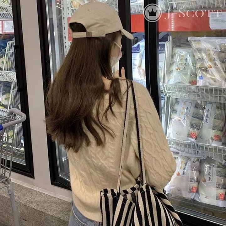 ニット レディース セーター プルオーバー ケーブル編み スクエアネック パフスリーブ ショート丈 カジュアル モード らくちん デート シルエット 体型カバー(アイボリー, L)