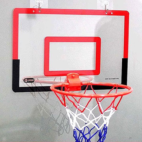 バスケットゴール バスケットリング ネット ボード 壁掛け シュート練習 ボール エアポンプセット ミニサイズ( 赤x黒40cm, 40x26cm)