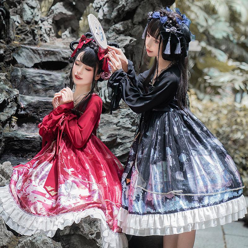 ロリータ ワンピース 長袖 チャイナドレス コスプレ レディース 双子コーデ 中国 衣装 漢服 古風 古典 ロリータ ワンピース 長袖 チャイナドレス コスプレ レディース 双子コーデ 中国 衣装 漢服 古風 古典