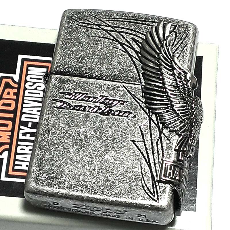 ZIPPO ライター ハーレーダビッドソン ジッポ イーグルメタル アンティークシルバー イブシバレル 国内限定モデル 銀 かっこいい 鷲 おしゃれ メンズ ギフト プレゼント