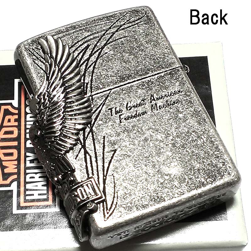 ZIPPO ライター ハーレーダビッドソン ジッポ イーグルメタル アンティークシルバー イブシバレル 国内限定モデル 銀 かっこいい 鷲 おしゃれ メンズ ギフト プレゼント