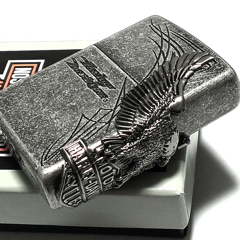 ZIPPO ライター ハーレーダビッドソン ジッポ イーグルメタル アンティークシルバー イブシバレル 国内限定モデル 銀 かっこいい 鷲 おしゃれ メンズ ギフト プレゼント