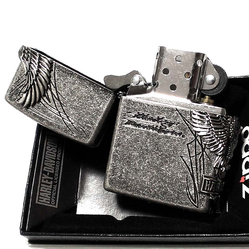 ZIPPO ライター ハーレーダビッドソン ジッポ イーグルメタル アンティークシルバー イブシバレル 国内限定モデル 銀 かっこいい 鷲 おしゃれ メンズ ギフト プレゼント