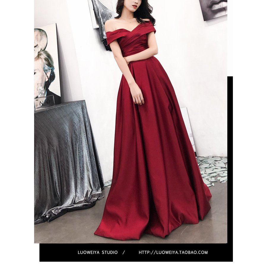 カラードレス 花嫁 オフショルダー イブニングドレス 赤 ワイン ロング パーティードレス 発表会 カラードレス 花嫁 オフショルダー イブニングドレス 赤 ワイン ロング パーティードレス 発表会
