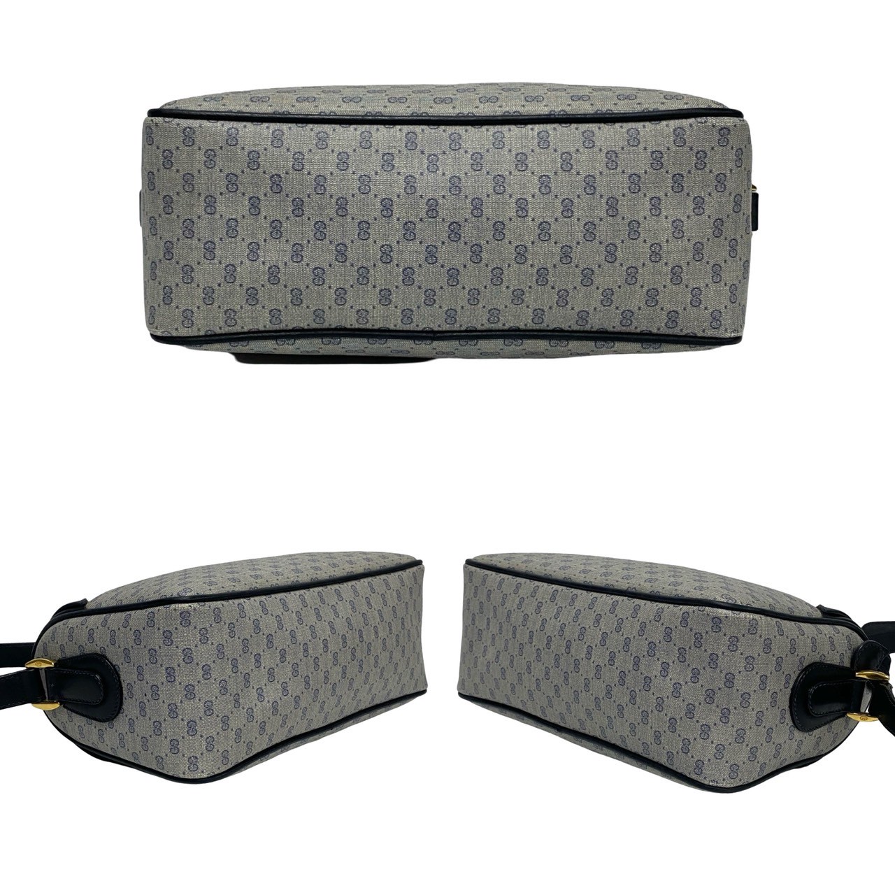 ヴィンテージ マイクロ GG ロゴ 金具ショルダーバッグ レザー PVC ネイビー 04048 ヴィンテージ マイクロ GG ロゴ 金具ショルダーバッグ レザー PVC ネイビー 04048