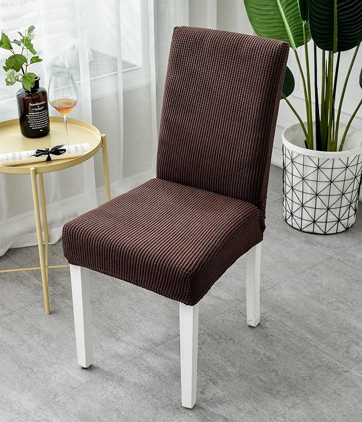 椅子カバー チェアカバー 背もたれあり 伸縮 洗える ノーアイロン 取り外し可能 無地 オフィス 家庭 ホテル レストラン Mx6枚(ダークブラウン, Mx6枚) 椅子カバー チェアカバー 背もたれあり 伸縮 洗える ノーアイロン 取り外し可能 無地 オフィス 家庭 ホテル レストラン Mx6枚(ダークブラウン, Mx6枚)
