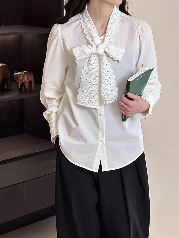 レース ボウタイブラウス レディース スーツブラウス 長袖 レディースブラウス 無地 シャツブラウス コットン 綿混 七五三 ママ スーツインナー 入学式 卒業式 インナー ボウタイ リボンタイ 袖口 レース ボウタイブラウス レディース スーツブラウス 長袖 レディースブラウス 無地 シャツブラウス コットン 綿混 七五三 ママ スーツインナー 入学式 卒業式 インナー ボウタイ リボンタイ 袖口