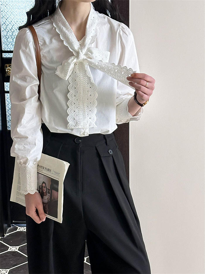 レース ボウタイブラウス レディース スーツブラウス 長袖 レディースブラウス 無地 シャツブラウス コットン 綿混 七五三 ママ スーツインナー 入学式 卒業式 インナー ボウタイ リボンタイ 袖口 レース ボウタイブラウス レディース スーツブラウス 長袖 レディースブラウス 無地 シャツブラウス コットン 綿混 七五三 ママ スーツインナー 入学式 卒業式 インナー ボウタイ リボンタイ 袖口