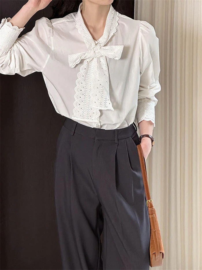 レース ボウタイブラウス レディース スーツブラウス 長袖 レディースブラウス 無地 シャツブラウス コットン 綿混 七五三 ママ スーツインナー 入学式 卒業式 インナー ボウタイ リボンタイ 袖口 レース ボウタイブラウス レディース スーツブラウス 長袖 レディースブラウス 無地 シャツブラウス コットン 綿混 七五三 ママ スーツインナー 入学式 卒業式 インナー ボウタイ リボンタイ 袖口