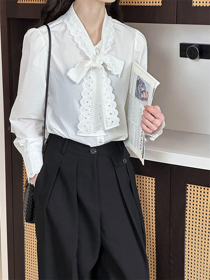 レース ボウタイブラウス レディース スーツブラウス 長袖 レディースブラウス 無地 シャツブラウス コットン 綿混 七五三 ママ スーツインナー 入学式 卒業式 インナー ボウタイ リボンタイ 袖口 レース ボウタイブラウス レディース スーツブラウス 長袖 レディースブラウス 無地 シャツブラウス コットン 綿混 七五三 ママ スーツインナー 入学式 卒業式 インナー ボウタイ リボンタイ 袖口