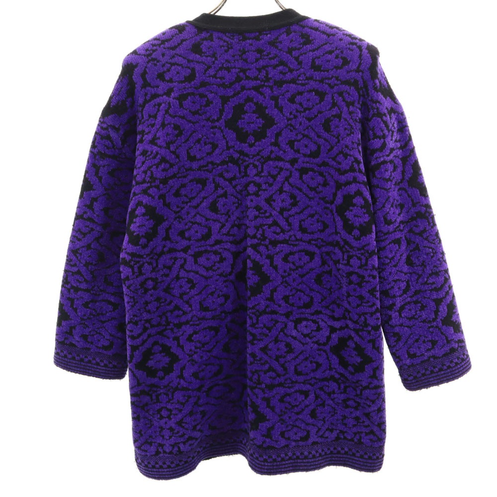 総柄 長袖 ニットカーディガン M パープル レディース 総柄 長袖 ニットカーディガン M パープル レディース