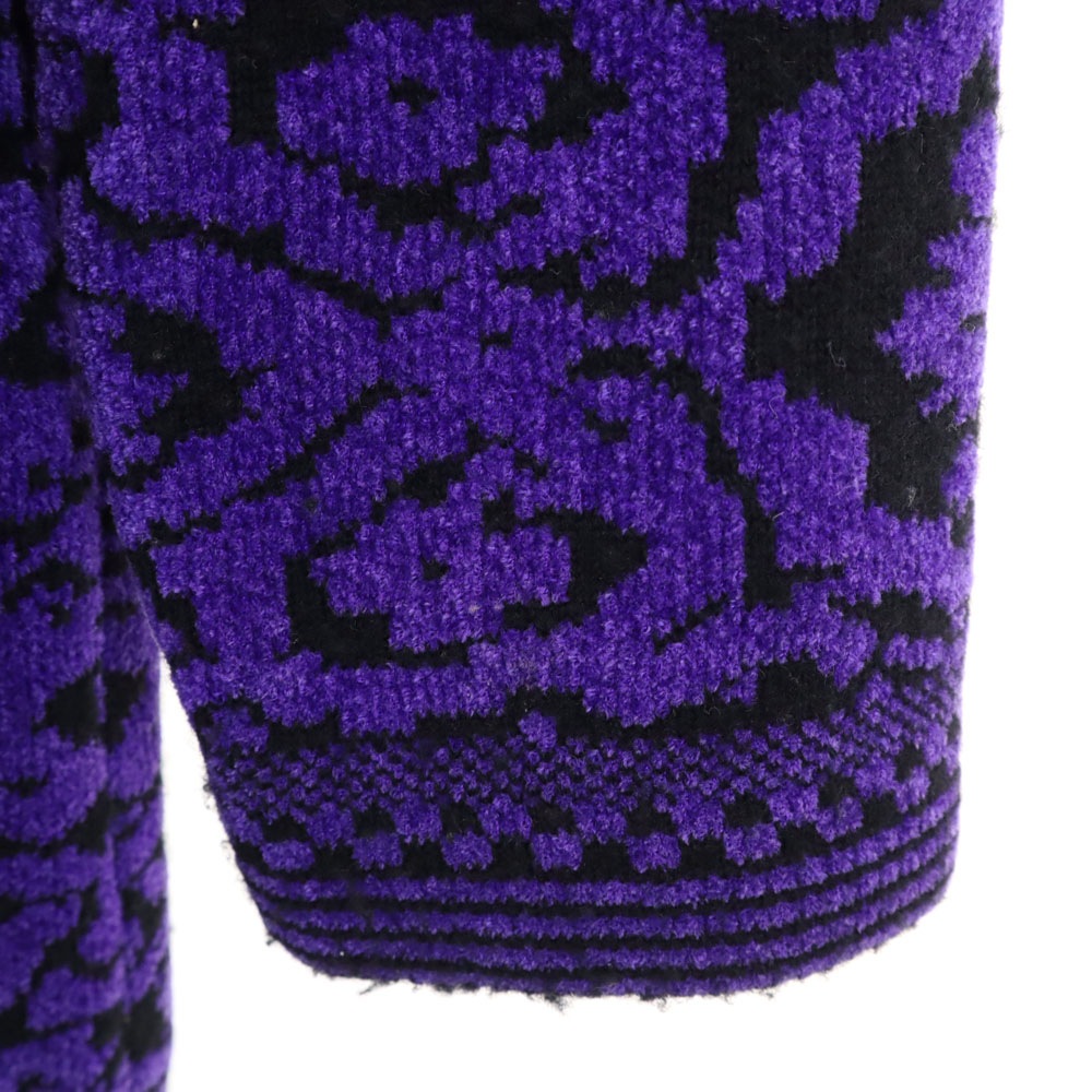 総柄 長袖 ニットカーディガン M パープル レディース 総柄 長袖 ニットカーディガン M パープル レディース