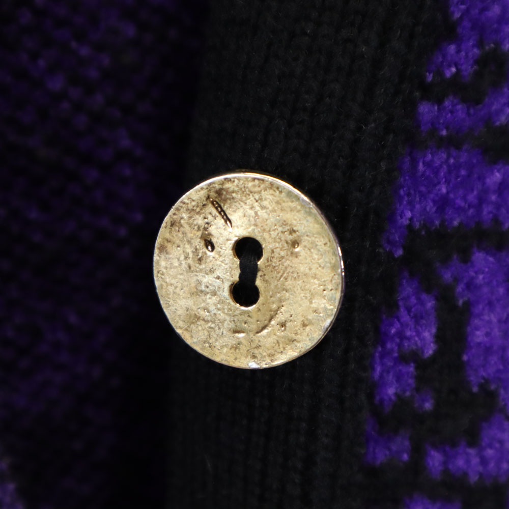 総柄 長袖 ニットカーディガン M パープル レディース 総柄 長袖 ニットカーディガン M パープル レディース