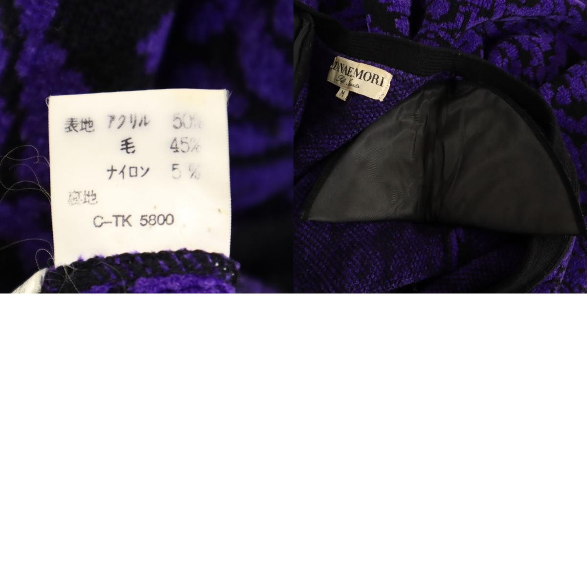 総柄 長袖 ニットカーディガン M パープル レディース 総柄 長袖 ニットカーディガン M パープル レディース