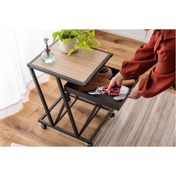 サイドテーブル ダークグレー (約W36.5×D44×H55cm) 組立式 サイドテーブル ダークグレー (約W36.5×D44×H55cm) 組立式