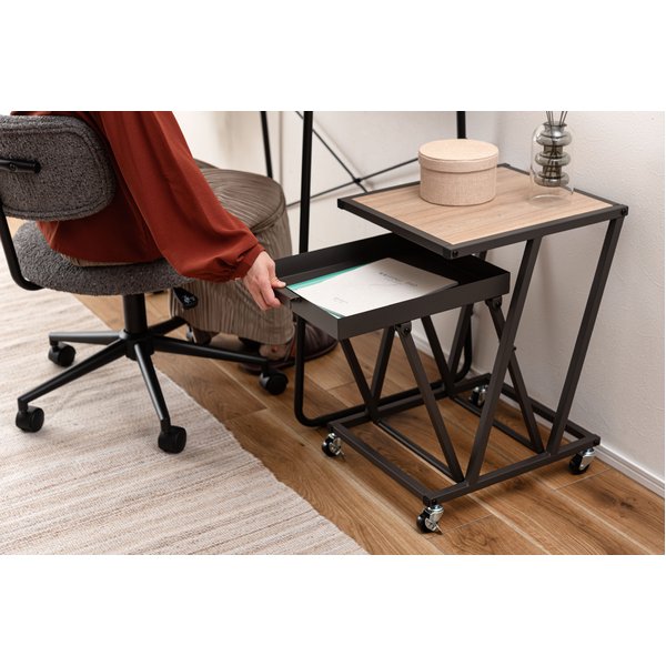 サイドテーブル ダークグレー (約W36.5×D44×H55cm) 組立式 サイドテーブル ダークグレー (約W36.5×D44×H55cm) 組立式