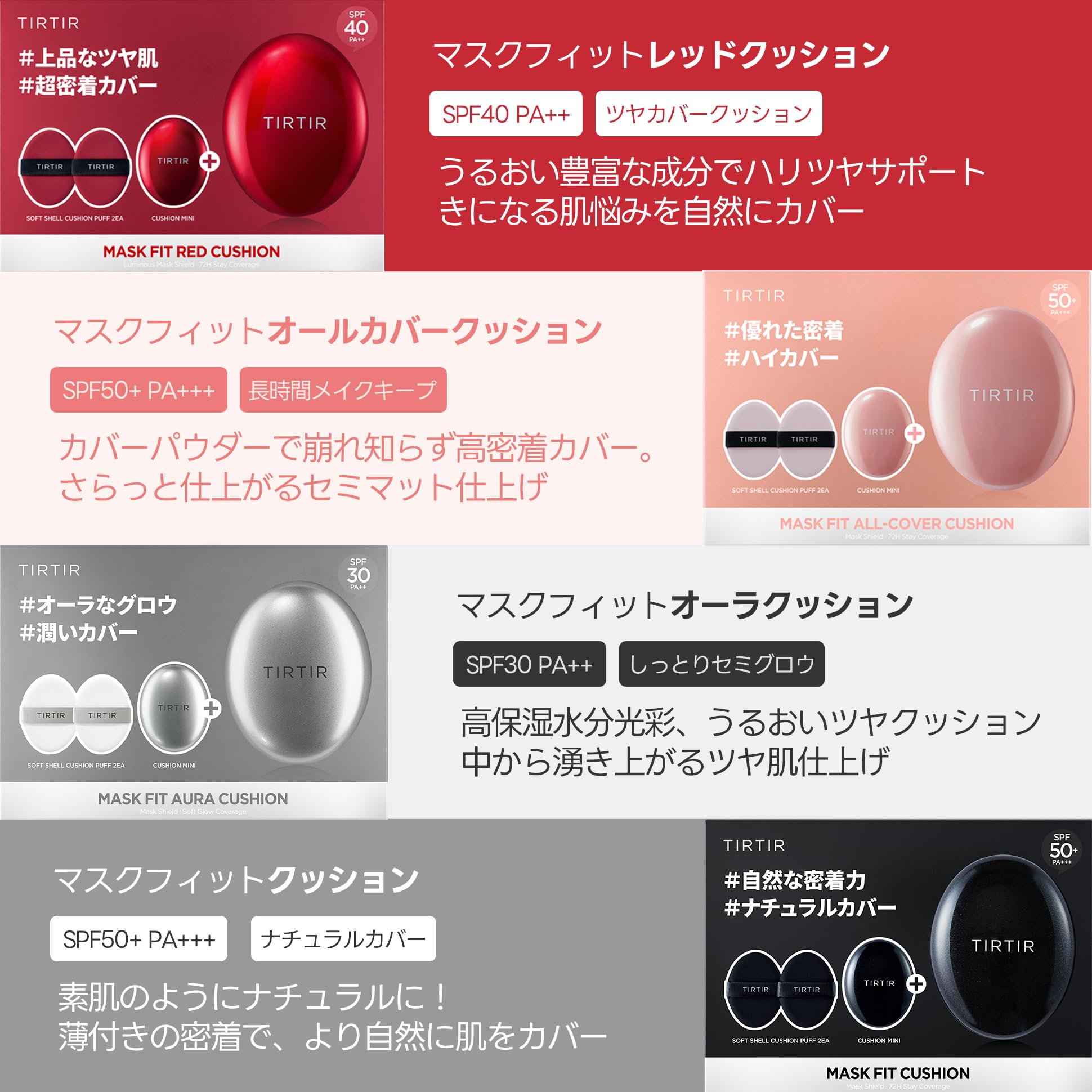 【Amazon.co.jp限定】[TIRTIR] MASK FIT CUSHION SET [ティルティル] マスクフィットクッションセット (本品18ｇ+ミニ4.5g+パフ2枚) MASK FIT