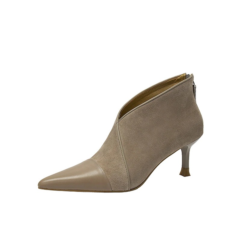 裏起毛ファッション フランス風ヒ一ルパンプスポインテッドトゥ切り替えショートブーツ ピンヒール裹起毛 母の日 裏起毛ファッション フランス風ヒ一ルパンプスポインテッドトゥ切り替えショートブーツ ピンヒール裹起毛 母の日