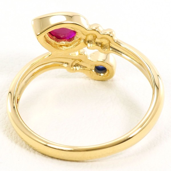 K18 18金 YG リング 10.5号 ルビー サファイア 中古 K18 18金 YG リング 10.5号 ルビー サファイア 中古