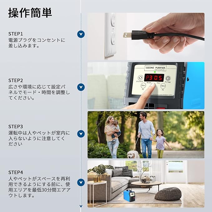 オゾン発生器 10000mg/h 業務用 脱臭機 家庭用空気清浄機 強力消臭 除菌 家庭部屋ホテル農場用の脱臭装置 日本語説明書付き