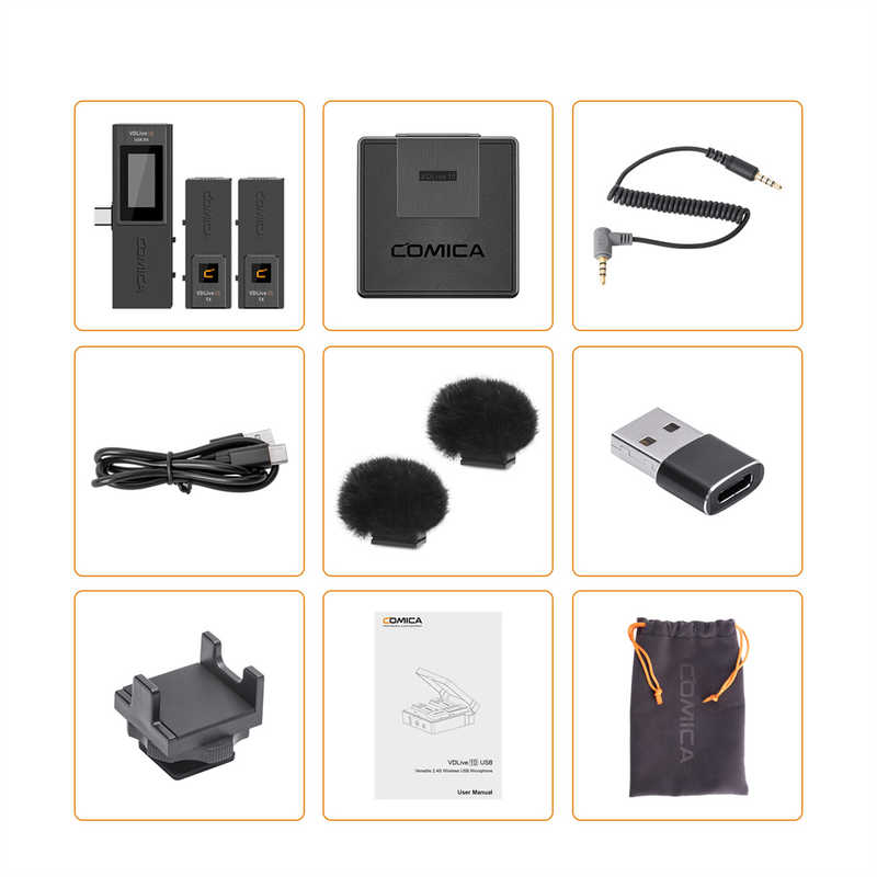 COMICA　VDLive10 USB 2.4 ワイヤレス多機能USBマイク Black　VDLive10USBB