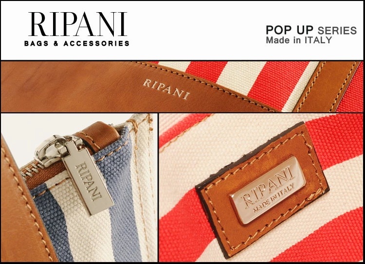 [RIPANI]牛革レザーストライプトートバッグ