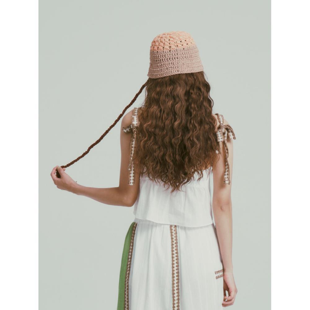 MISU A BARBE☆KNITTED BONNET MISU A BARBE SHELL COTTON BONNET SALMON ニット帽