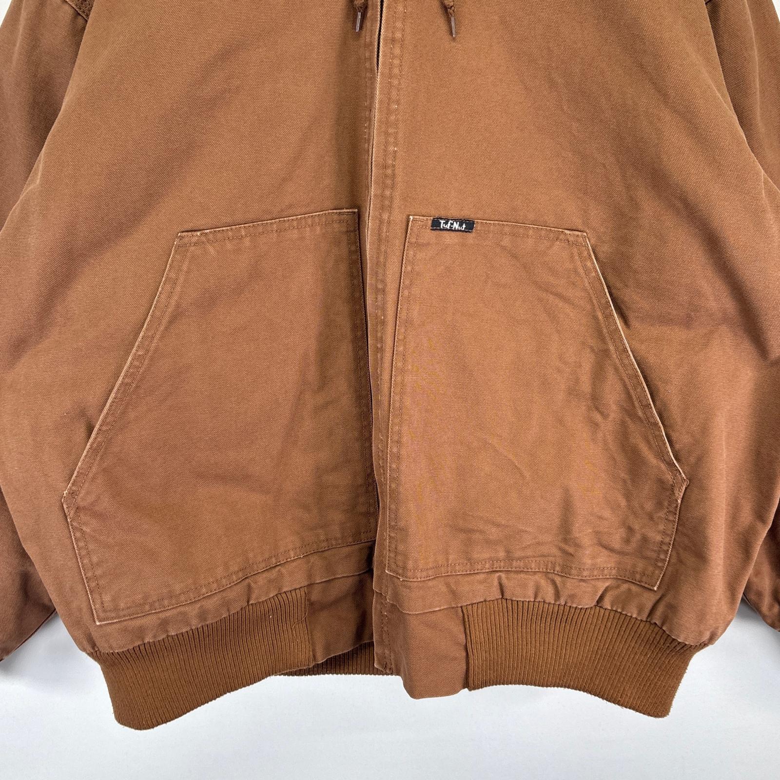 古着 TufNut by KEY ダック ワークジャケット パーカー フルジップ アクティブジャケットタイプ 中綿 ワンポイント 2XL ブラウン系 メンズ