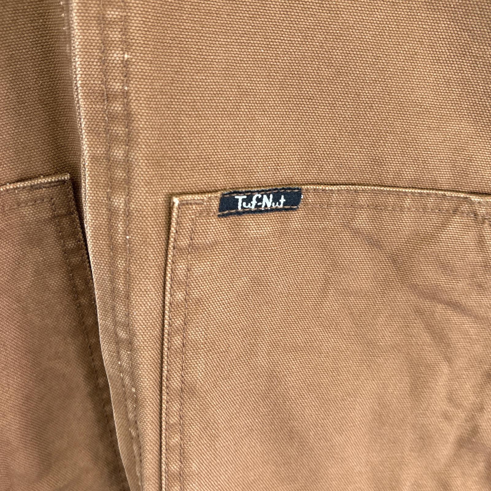 古着 TufNut by KEY ダック ワークジャケット パーカー フルジップ アクティブジャケットタイプ 中綿 ワンポイント 2XL ブラウン系 メンズ