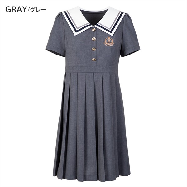 jk ワンピース グレー 夏 セーラー服 灰 半袖 膝丈 中学生 高校生 制服 学生制服 夏服 大きいサイズ 小学生 カジュアル 体型カバー 可愛い ワンピ 女子高生 学生服 通学 セーラー 海軍風