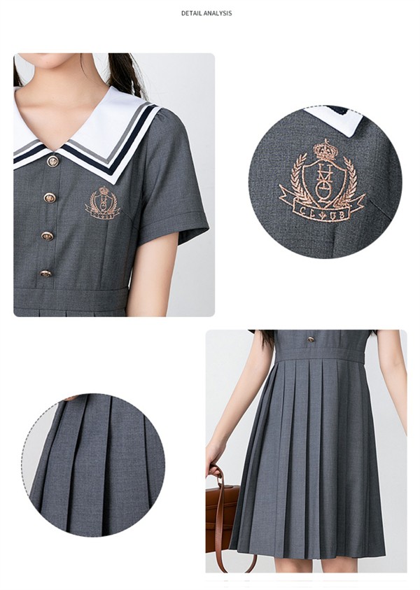 jk ワンピース グレー 夏 セーラー服 灰 半袖 膝丈 中学生 高校生 制服 学生制服 夏服 大きいサイズ 小学生 カジュアル 体型カバー 可愛い ワンピ 女子高生 学生服 通学 セーラー 海軍風