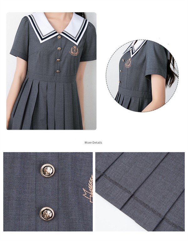 jk ワンピース グレー 夏 セーラー服 灰 半袖 膝丈 中学生 高校生 制服 学生制服 夏服 大きいサイズ 小学生 カジュアル 体型カバー 可愛い ワンピ 女子高生 学生服 通学 セーラー 海軍風