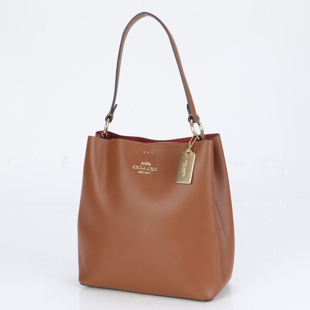 美品 ロゴ タウン バケット ゴールド 金具 91122 レザー ショルダーバッグ 肩掛け トート ハンド レディース RRE CJ5-5 中古