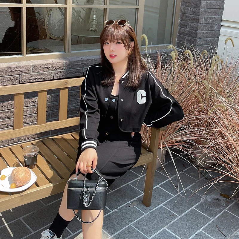 キャミワンピース 新作2024春服二点セットアップレディーストップスアウターキャミソールワンピース韓国ファッション大きいサイズジャケットサロペットスカート