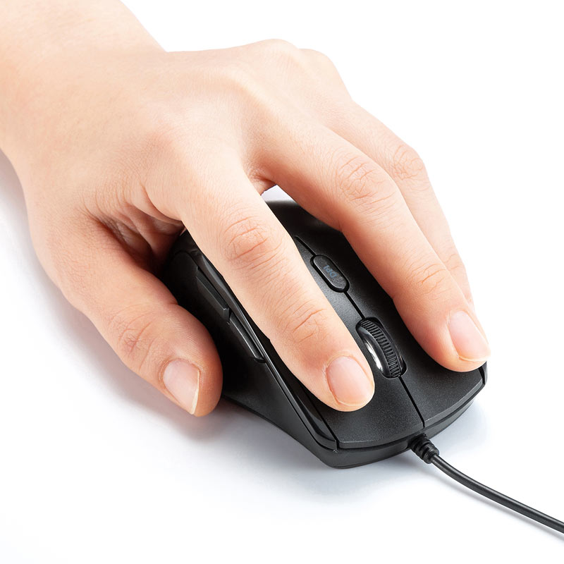 （まとめ買い）静音有線ブルーLEDマウス 5ボタン 左手用 MA-BL165BK [x3]