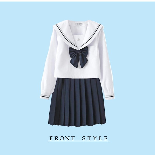 セーラー制服 ホワイト/ダークブラウン Qoo10] 制服 セーラー服 コスプレ ホワイト ネ