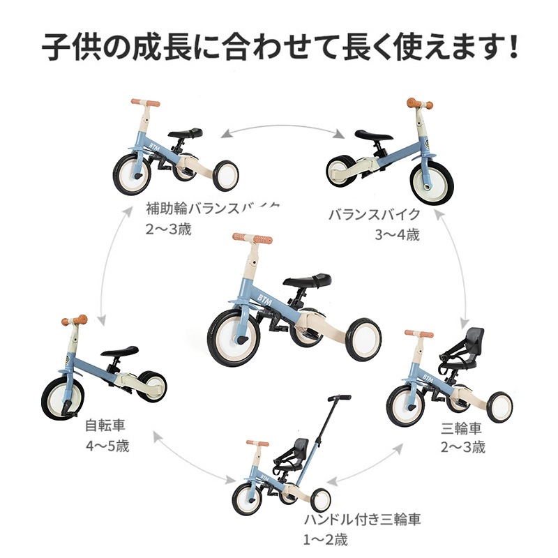 【1年間保証】三輪車 バランスバイク ペダル無し自転車 子供乗用玩具 子ども 1才-５才 おすすめ 誕生日 クリスマスプレゼント 手押し棒付き 安全ベルト